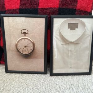 NWOT Black Framed Art Set with Pocket Watch and Shirt